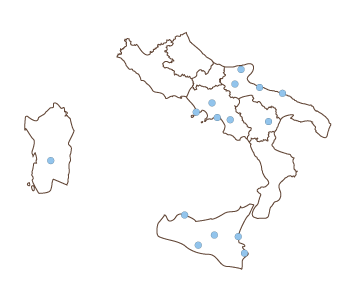 Mappa destinazioni Patrimoni del Sud Italia